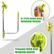Window Cleaner 2-In-1 Telescopic Window Squeegee Set With Long Extension Pole, 0.6-1.4M Long Window Cleaning Tools High-Rise Window Cleaner Telescoping Pole Washer Head Sponge Rotating Head - Default - View 8