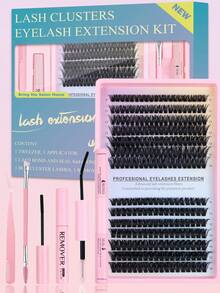 ICHICKISS 1330/266 假睫毛套装，DIY 假睫毛嫁接套装，60D+80D 卷度，8-16mm 混合长度，包含胶水、镊子和刷子，0.07mm 蓬松可重复使用的单根假睫毛，超薄隐形睫毛梗，适合派对、送礼、婚礼和节日等场合。