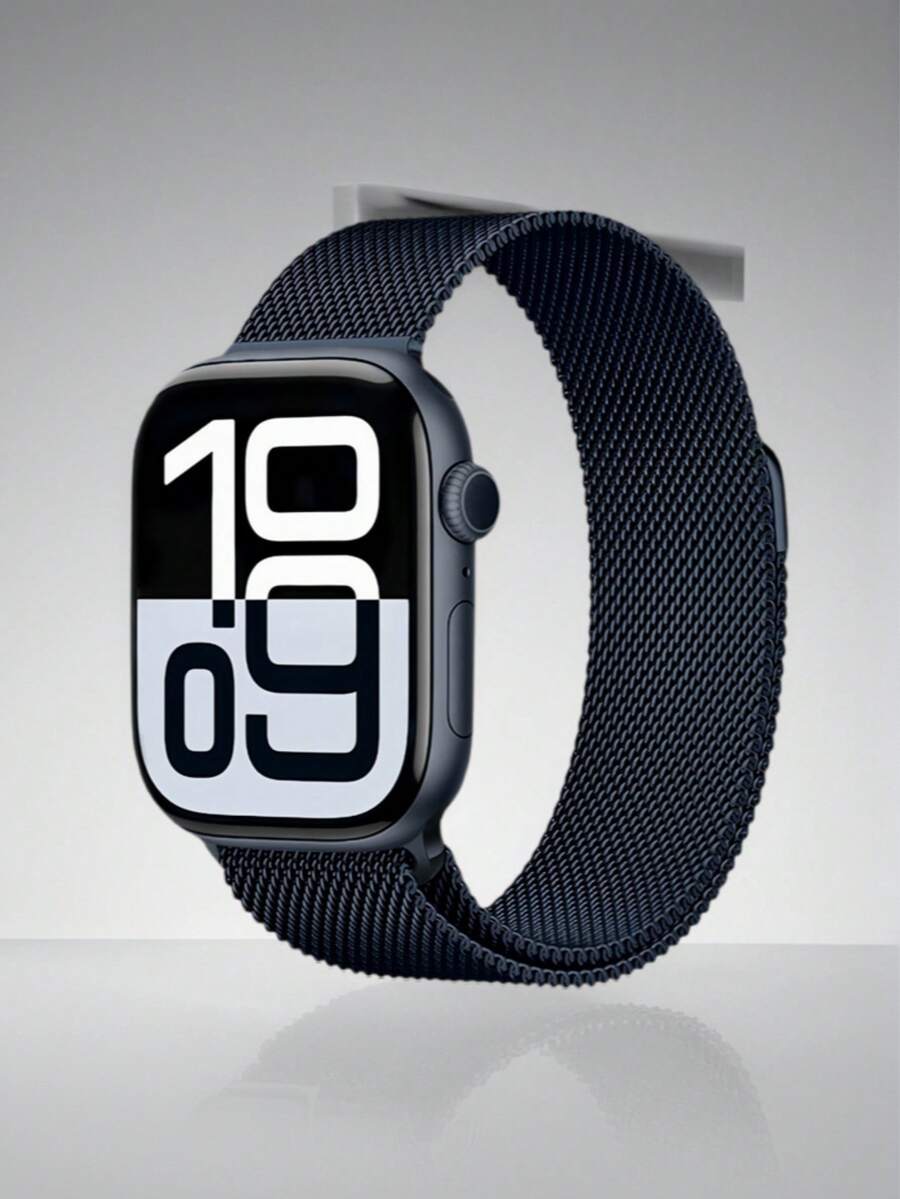 1条男女通用时尚磁吸米兰尼斯表带，兼容 46mm/49mm/40mm/44mm/45mm/41mm/42mm/38mm，优质不锈钢网状金属表带替换装，兼容S10/S11/Ultra 3/2/1，可调节表扣设计，适用于 Series 11/10/9/8/7/SE/6/5/4/3/2/1