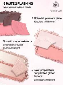 CHEERFLOR GIRLS BOWKNOT Makeup Palette, Matte Shimmer Powder Eyeshadow Pallet, Highly Pigmented, Long-Lasting Bright Shimmer Matte Eyeshadow, Light, Smooth, With Mirror, Highlighters Contour Blush Powder All In One Makeup Pallet