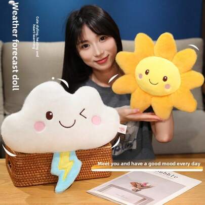 1pc Cute Soft Plush Weather Forecast Doll Keychain Pendant, Adorable Sunshine, Cloud Stuffed Doll, Children Sleeping Companion, Bag Decoration Gift