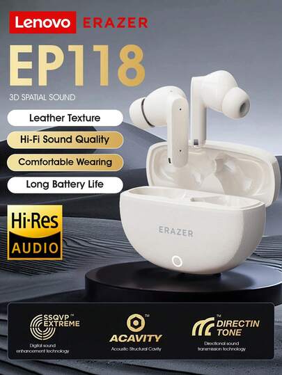  Lenovo ERAZER In-Ear Bluetooth Headphones,EP118, Wireless With Strong Battery Life, Noise Canceling, Waterproof, Sports & Gaming