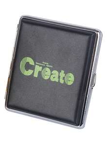 1pc Letter Printed Leather Cigarette Case, Holds 20 Cigarettes, Crush-Resistant, Portable, Moisture-Proof Alloy Leather Cigarette Box, Personalized Cigarette Holder For Men