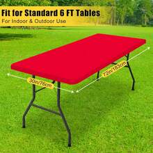 2 piezas Mantel rectangular elástico de 6 pies, mantel ajustable elástico para picnic, exterior, camping, fiesta, lavable a máquina (Rojo, 76cm x 182cm) - Multicolor - Ver 5