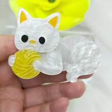 Handmade Cute Panda & Cat Acrylic Brooch - Combining Modern Minimalist And Vintage Style, Sweet Accessory For Scarf, Versatile Gift Jewelry Costume Accessories Bag Charms Office Accessories