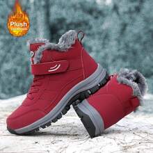 2025 Autumn And Winter Men's Casual Snow Boots Cover Feet New Fleece Warm Outdoor Cotton Shoes Mid-Leg  Sports - 紅色 - 查看 5