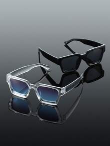 2pcs Unisex Fashion Plastic Sunglasses, Solid Color Design, Casual Style, Suitable For Driving, Travel, Hiking, Daily Use, Party, Beach, Street Photography, Outfit Matching, Great Gift, Fits All Face Shapes
