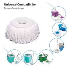 5 PCS Microfiber Replacement Mop Head Spin Mop Head Replacement 5-Pack, Microfiber Refill Heads Universal For 360 Spin Magic Mopping, Round Shape Standard Size White - 白色 - 查看 3