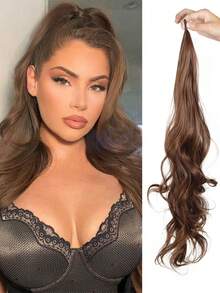 Synthetic Flexible Wrap Around Ponytail Long Wavy Layered Fake Ponytail Hairpiece Extensions For Women Daily Use - Multicolor - View 13