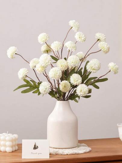 MEHELANY 5 件人造花 5 头蒲公英假花小刺球绣球橙色仿真花束，人造丝球菊花植物用于婚礼填充 DIY 花束，婚礼季节感恩节和万圣节派对用品，家庭户外婚礼装饰毕业日礼物