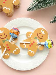 1 set (50 pièces) - Cartes en papier sucette, cartes de décoration à motif créatif de Noël, décorations de bâton de bonbon pour fête d'anniversaire et de vacances, cartes de décoration de paille, fournitures de décoration d'organisateur d'ustensiles de fête de Noël, convient pour la décoration de table de fête de Noël et les pendentifs de décoration d'arbre de Noël, décorations de Noël, pyjamas de Noël, cadeaux de Noël, décoration de Noël