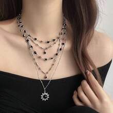 1 buc colier multistrat pentru femei, lanț elegant de claviculă de lux, colier choker cu floarea soarelui, bijuterii, potrivit pentru petrecere, întâlnire, cadou pentru prieteni