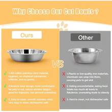 5 PCS Stainless Steel Bowl - Shallow Wide Flat Cats Food Bowls, Metal Kitten Dishes Whisker Friendly Fatigue Relief, Basic Plates Elevated Stand, Dishwasher Safeu2026 - 兩件套 - 查看 3