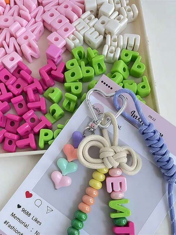 26pcs Rainbow Color Acrylic A-Z Letters, Colorful Decorative Beads, Includes Random Mixed Letter Beads, Suitable For DIY Handmade Beading, Shoe Charms, Phone Chains, Keychains, Bag Decorations, Jewelry Making Of Bracelets, Necklaces And Earrings (2)