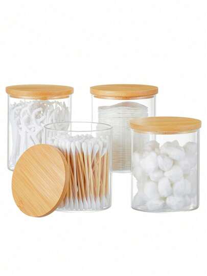 Qtip 立式浴室收纳盒 4 件套，梳妆台化妆品收纳，圆形卫生棉/牙线分配器，用于整理和收纳