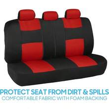 PolyPro Car Covers Full Set In Gray On Black, Front And Rear Split Covers, Easy To Install Car Seats Cover Set And Accessories Auto Trucks Van SUV - Gray - Red - View 7
