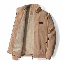 Giacca casual di moda da uomo in velluto a coste, giacca foderata termicamente in velluto a coste, autunno/inverno - Cachi - Visualizzare 3