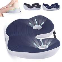 Memory Foam Coccyx Tailbone Hip Lumbar Support Non-Slip Washable - Black - View 8