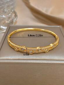 18K 镀金不锈钢或铜质奢华可叠戴钻石切割锆石手镯套装，适合女士、妈妈礼物、圣诞节、感恩节、万圣节、婚礼、狂欢/舞会/派对/日常/海滩配饰、周年纪念、情人节、波西米亚风珠宝、生日、伴娘礼物