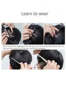 Pieza de cabello postizo para hombres de 16x18CM con clips, extensiones de cabello humano invisibles, pelucas para hombres de cabello corto, reemplazo de cabello natural hecho a mano para pérdida de cabello y cabello ralo, disfraz de Navidad, peluca de fiesta de Año Nuevo, estilo festivo - Natural Black - Ver 11