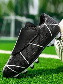 1 Pair Of Children's PU Leather Wear-Resistant, Long Nail Anti Slip Professional Children's Football Shoes, Suitable For Daily Exercise In All Seasons - Black - View 4