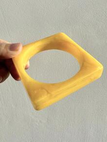 1 chiếc vòng tay nhựa sọc đen vàng sáng bóng bất đối xứng, phụ kiện thời trang thanh lịch để đeo hàng ngày và chụp ảnh tạp chí - nhiều màu - Xem 14