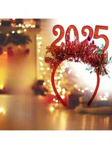 4 Confezioni di Accessori per Capelli Natalizi e per l'Anno Nuovo 2025, Decorazioni Festive per Feste, Cerchietti con Glitter e Paillettes, in Plastica, Senza Elettricità, Accessori Divertenti per Celebrazioni di Capodanno e Eventi di Cosplay, Decorazioni Natalizie per la Casa, Decorazioni per Stanze in Inverno