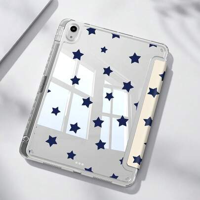 Ốp bảo vệ hai mặt bằng silicon họa tiết ngôi sao xanh dương, mặt kính acrylic trong suốt, tương thích với iPad thế hệ thứ 10 10.2/Mini 6/Mini 7/9.7 inch, Galaxy Tab A9 Plus 3+Y và máy tính bảng gập. Góc được gia cố, tự động bật/tắt màn hình, khe cắm bút cảm ứng tích hợp, chân đế đa góc. Quà tặng hàng ngày, quà sinh nhật mùa xuân.