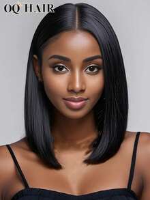 OQ 13x4 Lace Front Wig, Upgraded Straight Bob Wig, 180% Density, 8-16 Inch Pre-Plucked Hairline Lace Front Wig, Natural Color, 100% Human Hair, Glueless, No Glue, No Decoration, Halloween Wig, Christmas Wig, Y2K Style Wig, Christmas Gift, Women Hair Accessory, 100% Human Hair, Daily Wear, Fast Shipping - SNatural - View 4