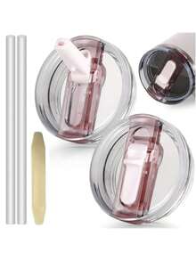 1/2PCS Lid Compatible With Stanley Cup Accessories 40 Oz Tumbler Flip Straw Lid Replacement Fit For , Leak Proof For Lid Replacement Spill Proof Reusable Tumbler Cover Compatible With 40oz Cup Accessories - 彩色 - 查看 9