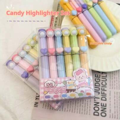 Candy-Colored Stress Relief Fluorescent Pen Set - Marking And Healing Coexist - Birthday Gift, Christmas Gift, Halloween Gift, Perfect Gift, Easter Gift, Gift, Gift