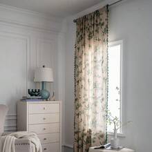 Boho Curtain 84 Inches Length For Bedroom, Printed Cotton Linen Rod Pocket Semi Blackout Farmhouse Bohemian Tassels Window Treatment For Living Room, 1 Panel 59" W X 84" L, Green Forest - 綠色森林59Wx84LPackof1 - 查看 8