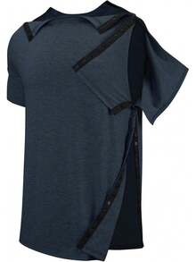 Men's Tear Away Recovery Shirt For Post Surgery Comfort - Burgundy - View 3