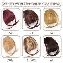 1pc Heat Resistant Straight Black 6 Inch Extra Short Synthetic Hairbangs With Sideburns - Black - View 7