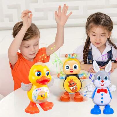 Juguete interactivo de abeja/pato/conejo bailarín con luces y música - Educativo, diseño colorido, ideal para regalos de cumpleaños, Navidad, Halloween (pilas no incluidas), regalos interactivos | Juguete de abeja de estilo de dibujos animados | Botones interactivos de calidad