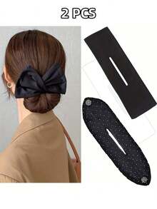 1 pezzo Nuovo Accessorio per Capelli, Fascia con Fiocco in Rete, Fermagli Twist in Tessuto Minimalista con Strass, Strumento per Acconciature, Accessorio per Chignon, Idea Regalo per Donne, Adatto per Uso Quotidiano e Occasioni Speciali, Accessori per Acconciature