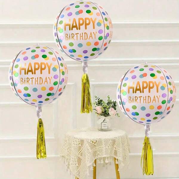 3 قطع بالونات ملونة بنقاط 22 بوصة 4D، بالونات زخرفية لموضوع عيد الميلاد السعيد مناسبة لعيد الشكر والذكرى السنوية والمعمودية والتناول والكشف عن نوع الجنين وحفلات عيد الميلاد