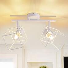 Glitzerlife Ceiling Spotlight Ceiling Lamp 2 Flames Black - E14 Ceiling Light 350° Swiveling Vintage Lamp Metal Ceiling Spots Bedroom Lamp For Living Room Hallway Kitchen - Without Bulb - 2 火焰 - 查看 2