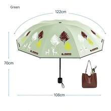 1PC Umbrella With Ten Bones, Black Glue, Enlarged And Thickened, Double Fold And Shrink, Sun Shading, Sun Protection, Rain And Sunshine Dual-Use Umbrella