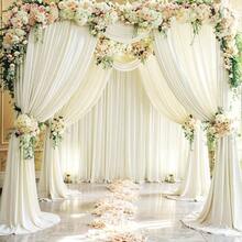 4 Panels Ivory Backdrop Curtains Wedding Party Wrinkle Backdrops Curtain Drapes Fabric Decorations Photo Back Drop Cloth Shower Photography Stage Reception 20ftx 12ftH - 5'(W) x 12'(H), 4 tấm + Ngà - Xem 8
