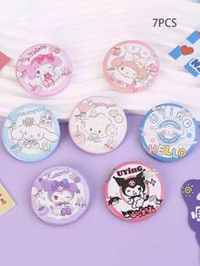 1/5/7 piezas Pines de mochila de Cinnamon Roll de dibujos animados de Sanrio, aretes de plata, pines de mochila, pines de dibujos animados de anime, accesorios de joyería de moda para vaqueros