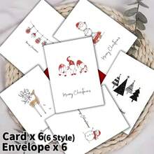 12 بطاقة تهنئة عيد الميلاد مع مغلفات، بطاقات هدايا عيد الميلاد بتصميم بسيط، مناسبة لتقديمها كهدايا عيد الميلاد للعائلة والأصدقاء والزملاء