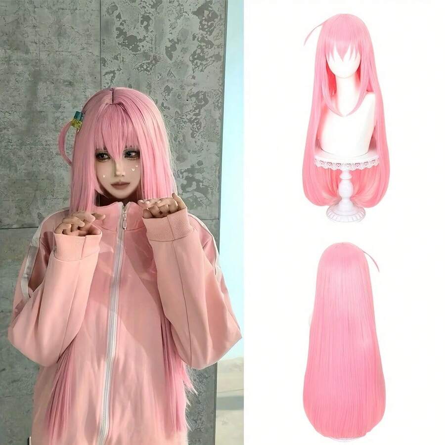 Heat Resistant Chemical Fiber Wigs Daily Wear Women Wigs Sweet Cute Wigs Prom Party Wigs Natural Hair - 粉色 - 查看 1