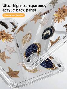 Starry Universe Pattern-Sided Painted Effect Acrylic Crystal Cover For IPad 10th Generation, IPad 10.2/Mini6/Mini7/9.7inch, Tablet Case Compatible With Samsung Galaxy Tab A9 Plus,3+Y Fold Anti-Bend, Reinforced Silicone Corners, Auto Wake/Sleep Function, Built-In Pencil Slot, Multi-Angle Foldable Stand - Perfect Daily Protection, Great Holiday Gift - Multicolor - View 5