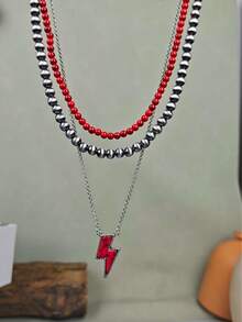 Collar colgante con rayo de imitación de perla y turquesa para mujeres, perfecto para fiestas, viajes y vacaciones - estilo 1 - Ver 21