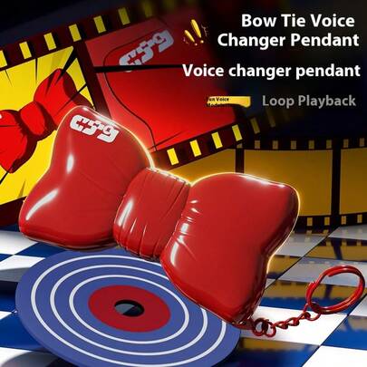 1 件可爱卡通录音机蝴蝶结玩具，长按录音按钮即可录制和播放有趣的声音，蝴蝶结吊坠装饰背包，生日、节日、圣诞节、万圣节的完美礼物