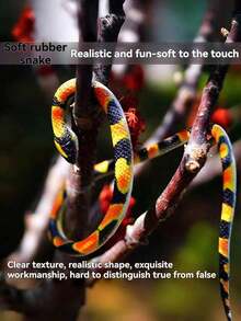 1pc Realistic Soft Rubber Snake Prop, Vivid Patterned Python Design, Scary Animal Snake Toy, Flexible & Washable, Halloween Party Gag Gift, Christmas Present