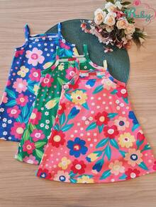 Vestido Infantil Alça kyly Premium Azul