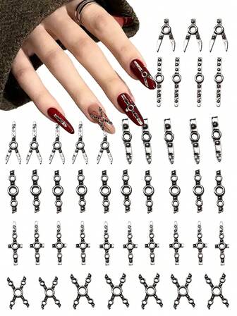 70PCS RitaNail Bondage Strap PLAY European Hot Girl Bondage Choker Manicure Accessory Retro Silver Belt Metallic Suitable For Women, Versatile In Various Settings.