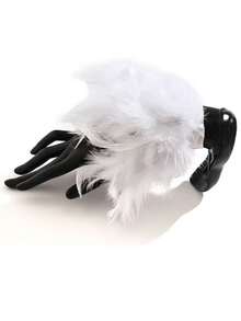 2 piezas/1 pieza Brazalete nupcial de estilo bohemio con plumas falsas - Elegante, encantador, lujoso, accesorio de moda para mujer - Adecuado para fiestas, reuniones, citas, festivales, cosplay, fotografía, actuaciones de baile, decoraciones de boda, regalos para amigos [Halloween, Navidad, temporada de vuelta al colegio]